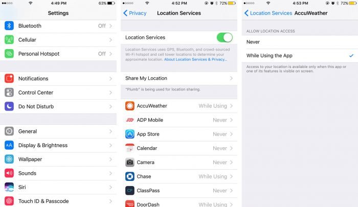 location services iPhone