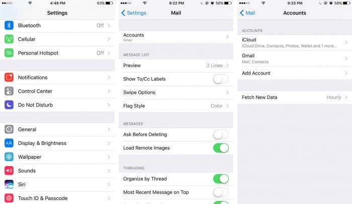 setting email iphone