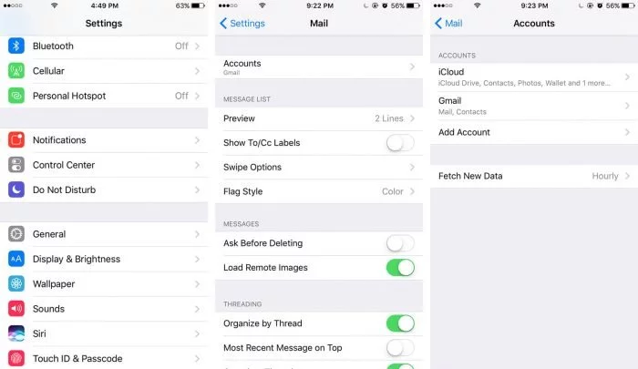 setting email iphone